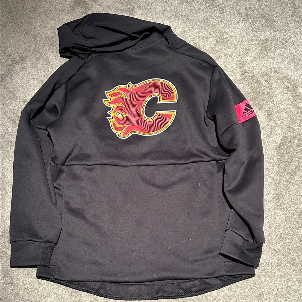 Adidas Black and Red Calgary Flames Pullover